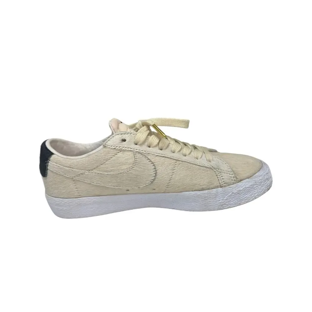 Nike SB Blazer‎ Bearbrick Pony Hair Cream Sneakers Mens 7.5 Womens 9